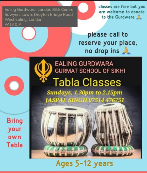 Tabla Classes - Ealing Gurdwara, London Sikh Centre